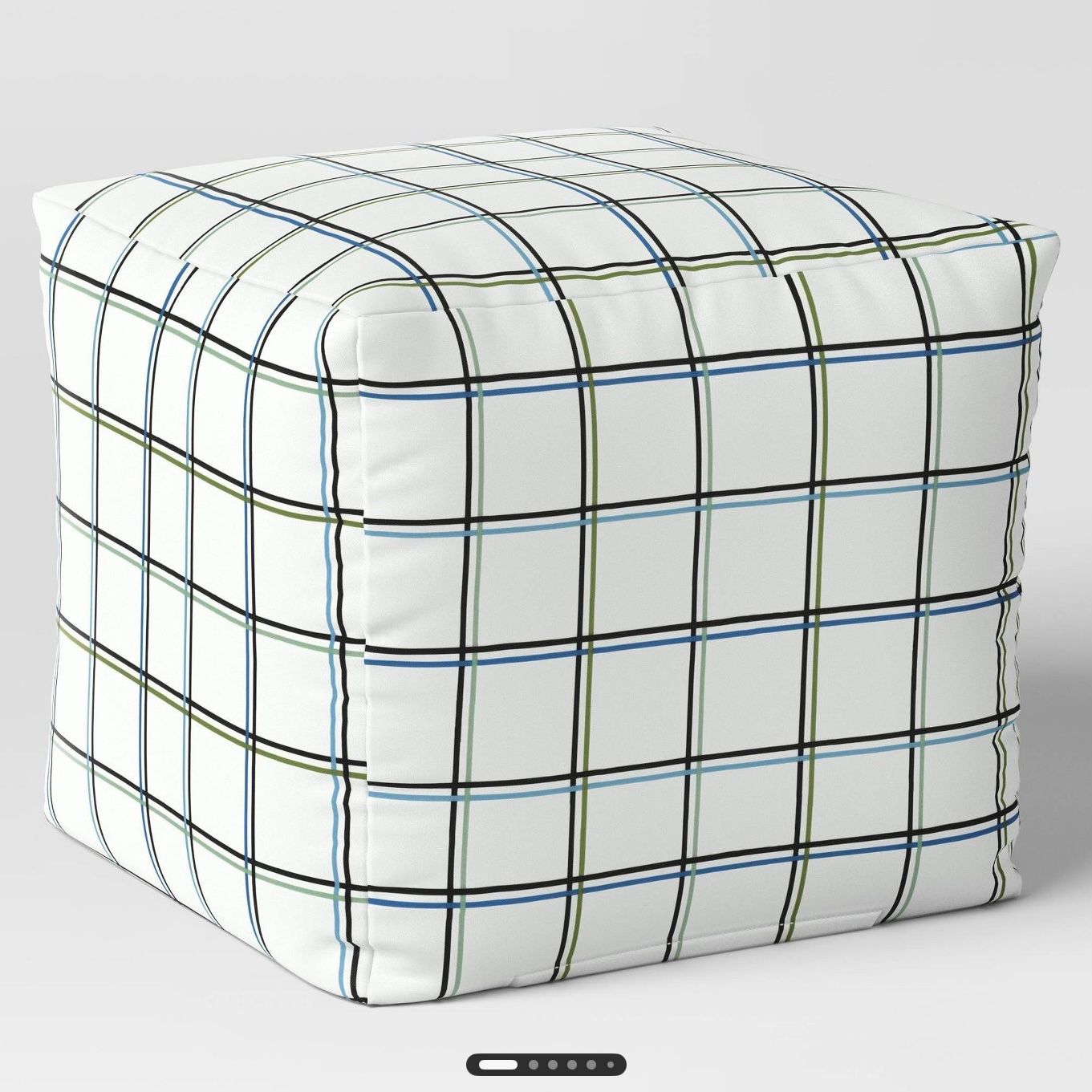 18&quot;x15&quot; Grid Outdoor Patio Pouf White