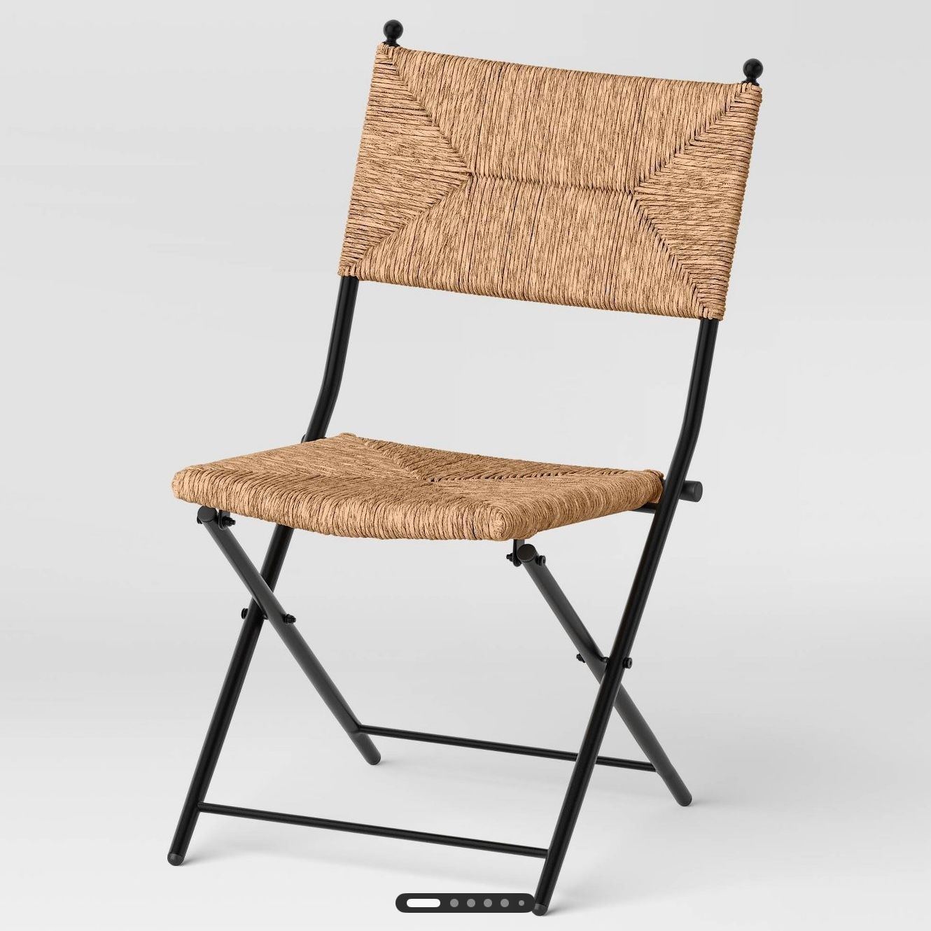 Rush Weave Wicker Folding Patio Chair Brown