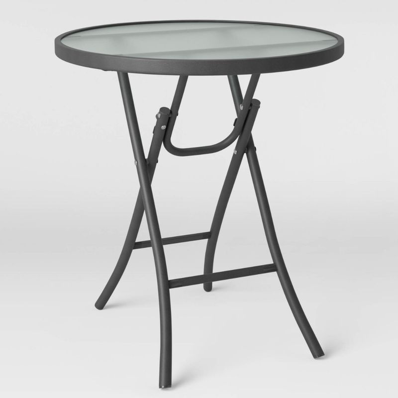 Folding Round Patio Accent Table - Clear