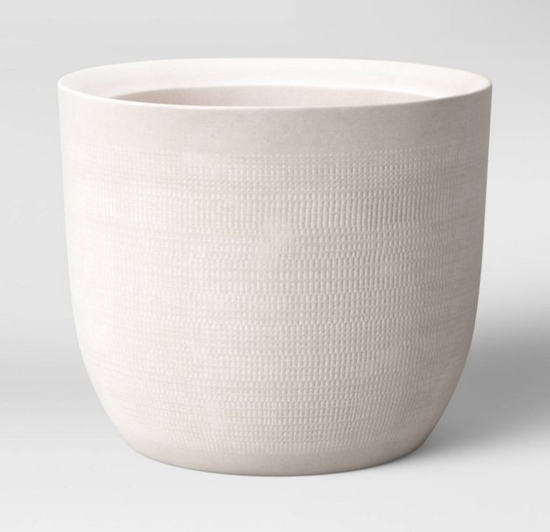 10&quot; Wide Textured Ceramic Outdoor Planter Pot White - Threshold