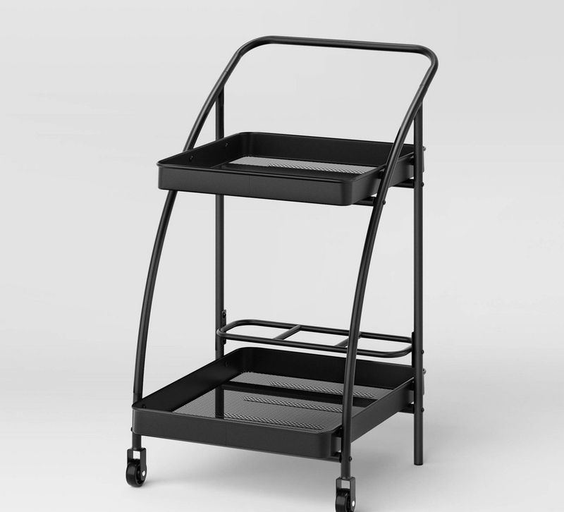 Metal Mesh Rolling Bar Outdoor Serving Cart Black - Room Essentials