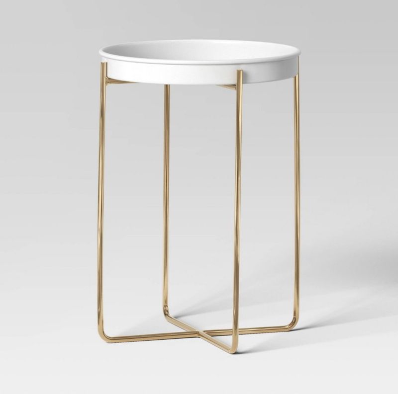 Iron Indoor Outdoor Plant Stand White/Brass - Threshold