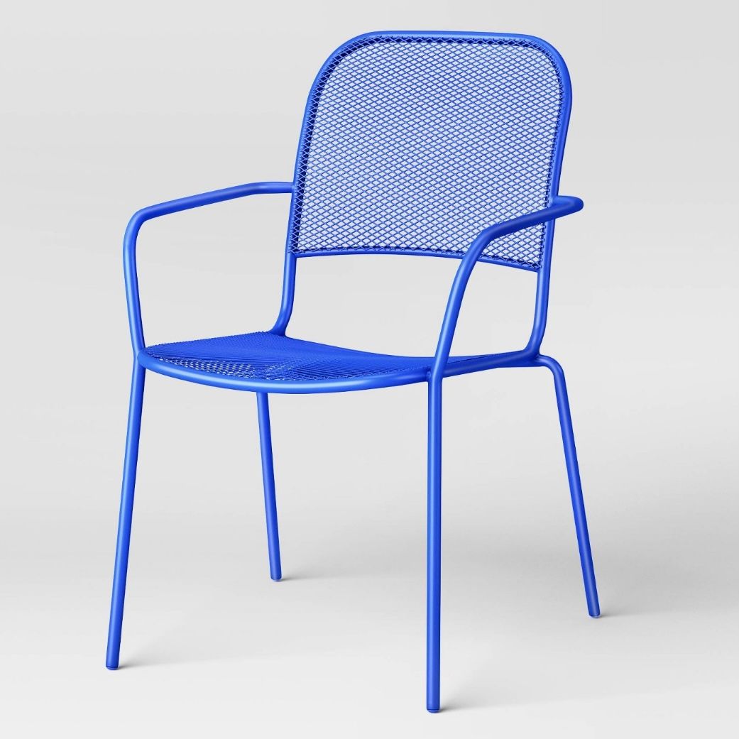 Metal Mesh Patio Stack Chair Blue - Room Essentials