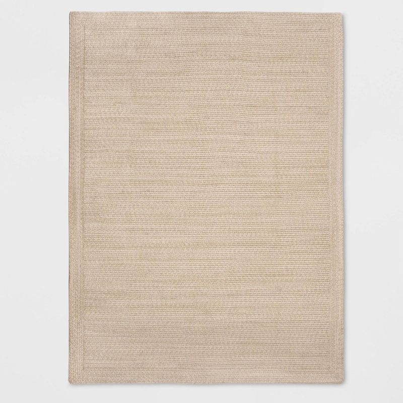 5&#39;x7&#39; Natural Woven Rectangular Braided Outdoor Area Rug Heathered Cream