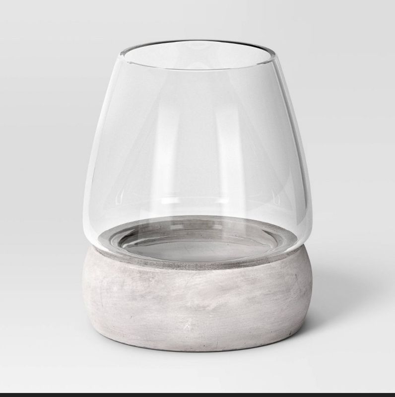 Round Glass with Cement Base Indoor Outdoor Terrarium