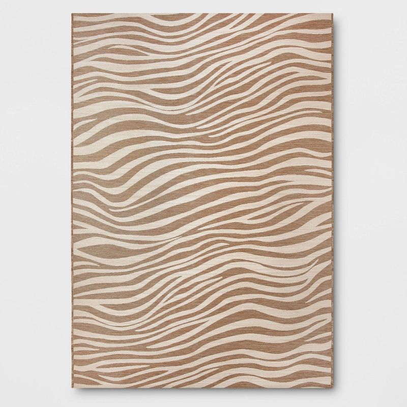 7&#39;x10&#39; Wavy Lines Outdoor Area Rug Beige/Natural Brown - Threshold