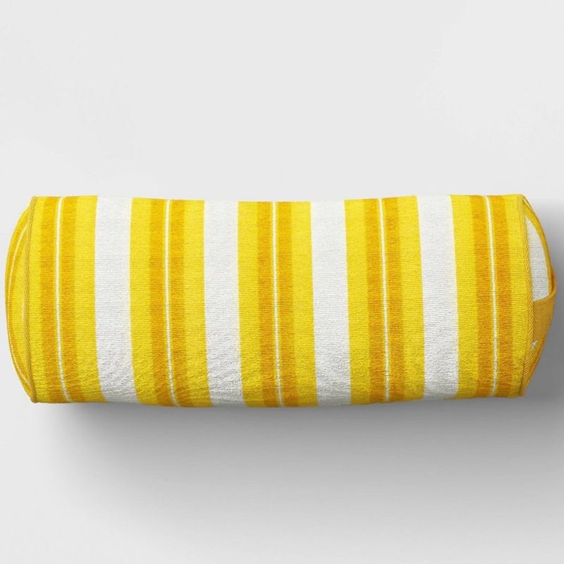 20&quot;x8&quot; Chenille Lumbar Bolster Pillow Yellow Stripe