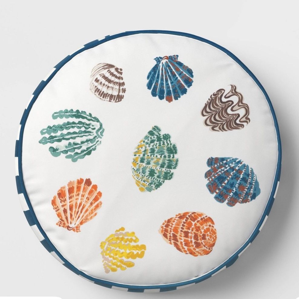 16&quot; Shells Round Outdoor Throw Pillow Blue - Threshold
