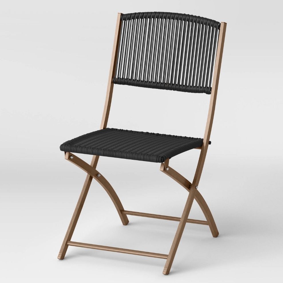 1pc Purcell Patio Folding Chair Black - Threshold