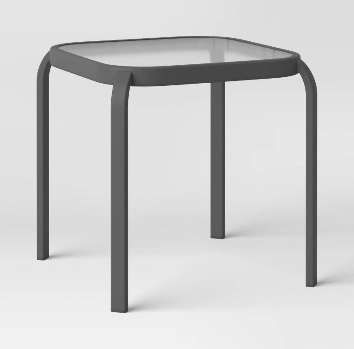 Glass Patio Side Table - Black