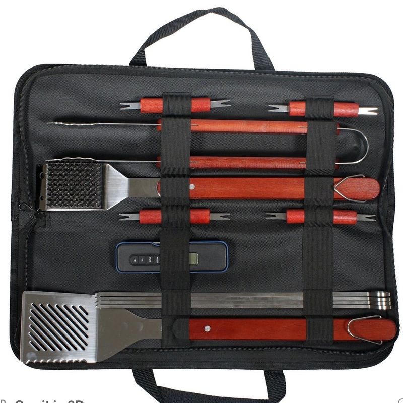 17pc BBQ Stainless Steel Grill Tool Set Black