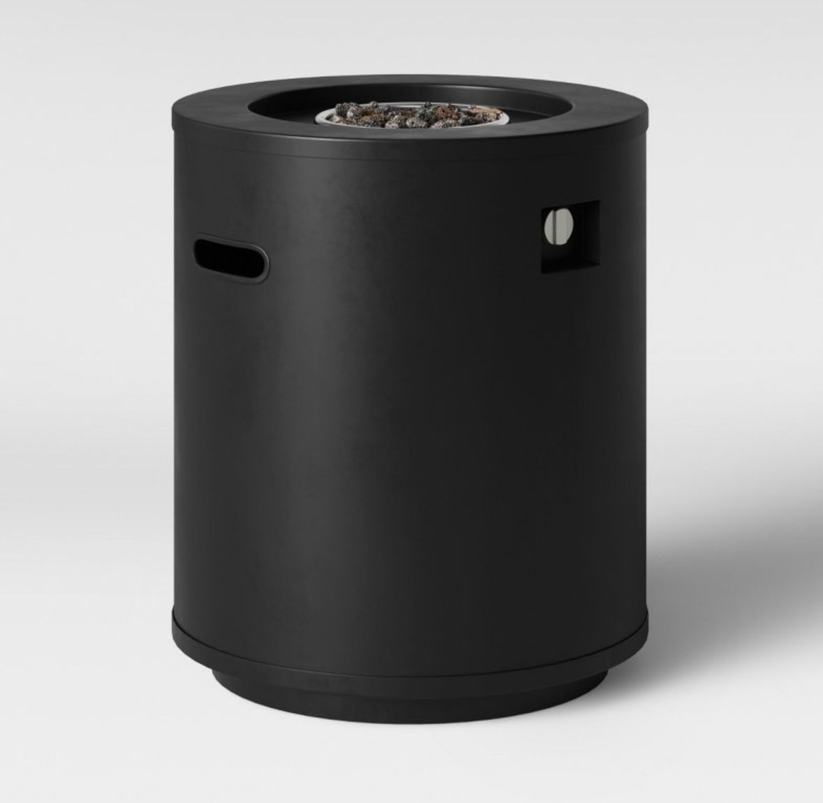 Round Metal Outdoor Column Fire Pit Black
