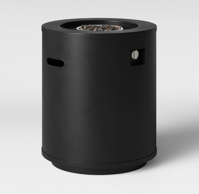 Round Metal Outdoor Column Fire Pit Black