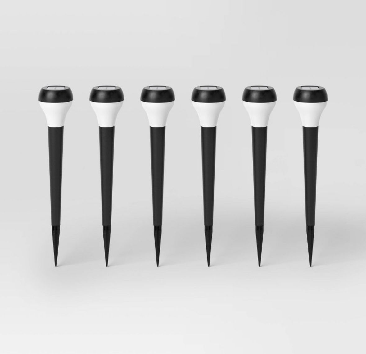 6pk Round Solar LED Outdoor Path Lights Matte Black