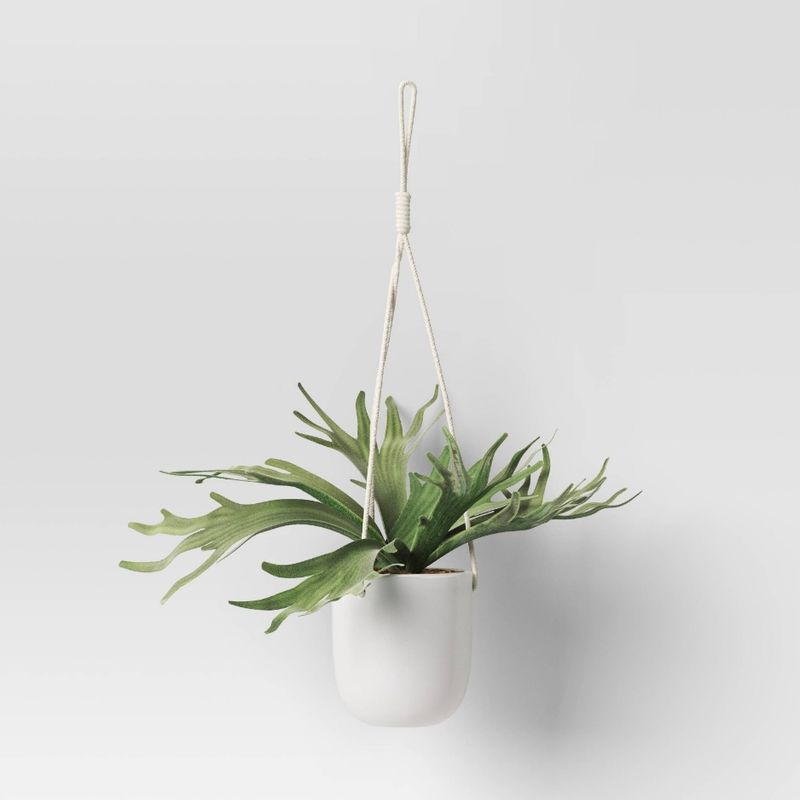 12&quot; Hanging Staghorn Fern Artificial Plant