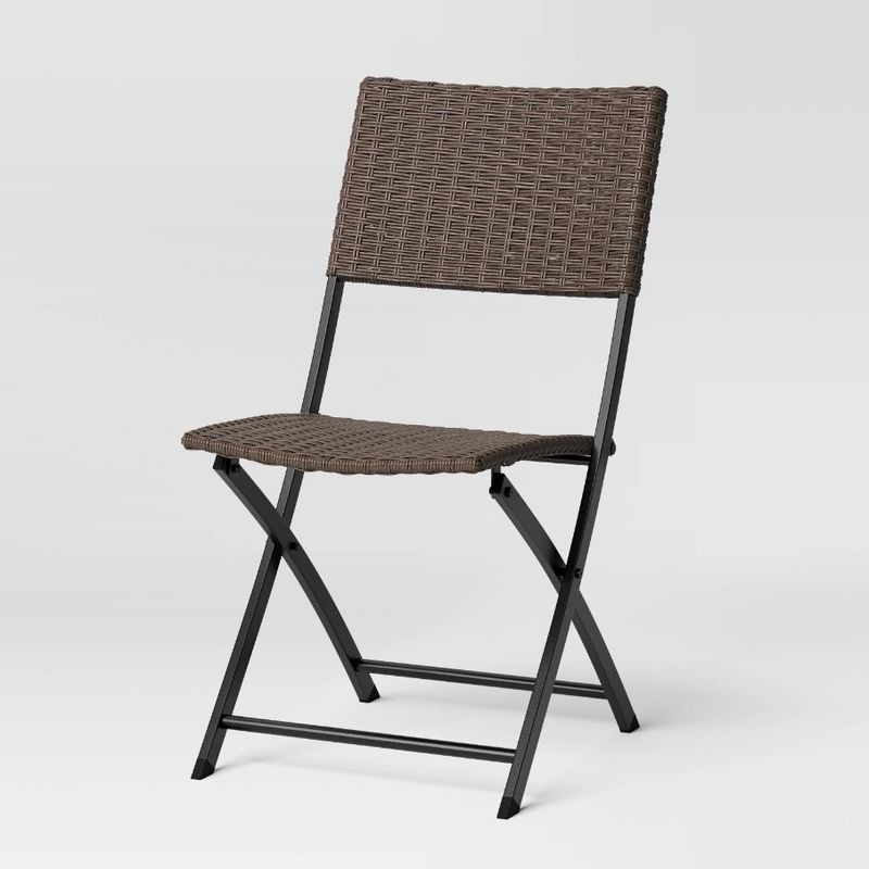 Wicker Outdoor Portable Folding Chair Brown