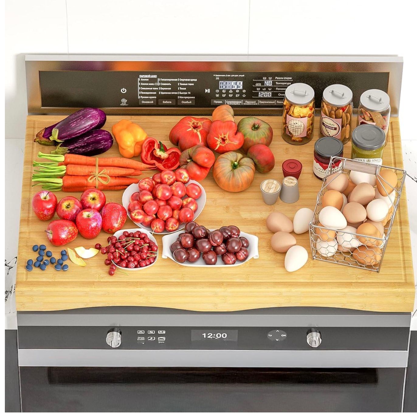 30&quot; x 21&quot; Bamboo Cutting Board &amp; Stovetop Cover