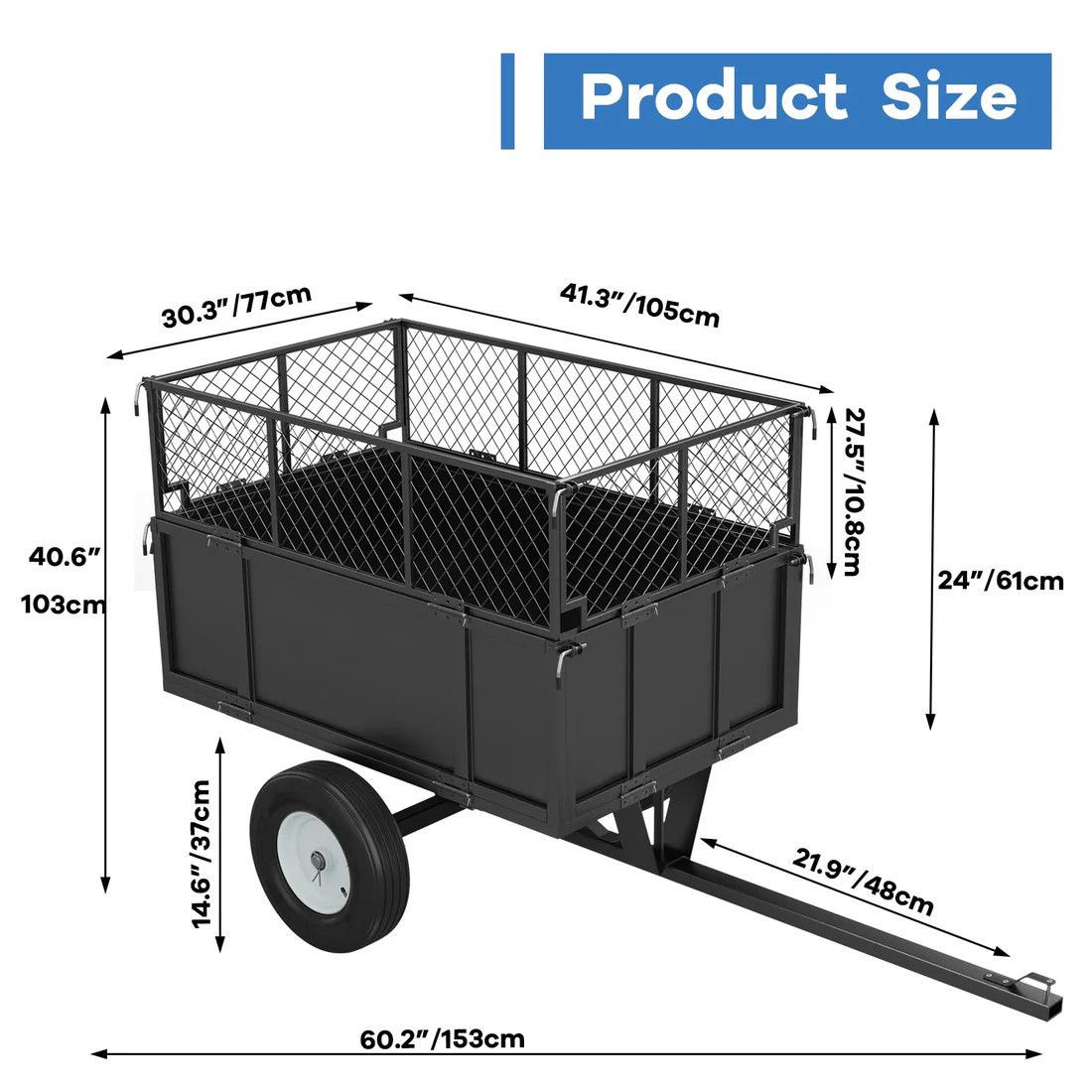 Heavy Duty Utility Trailer for ATV UTV 750lbs Capacity