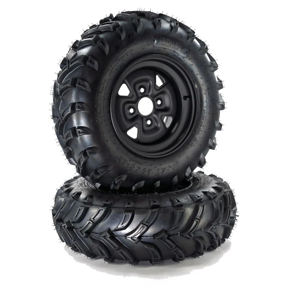Set Of 2 25x8-12 ATV Tires With 12&quot; Steel Wheel Rim