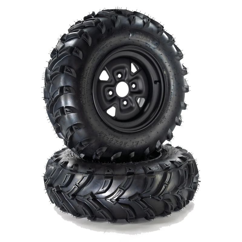 Set Of 2 25x8-12 ATV Tires With 12&quot; Steel Wheel Rim