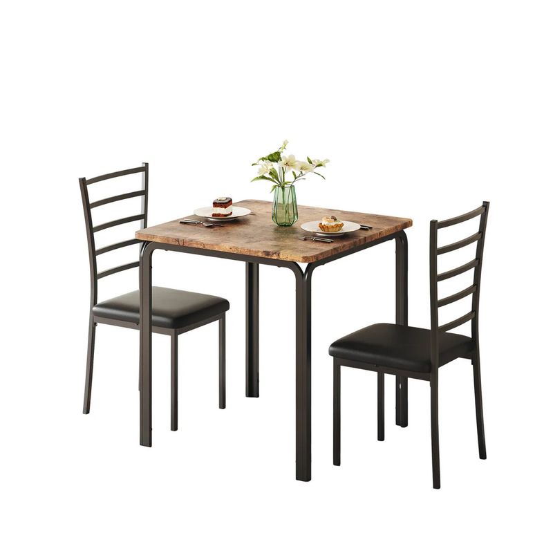 Dining table and 2 chair set - brown top