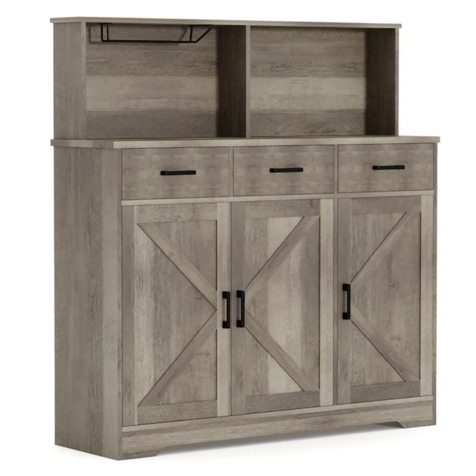 Buffet Cabinet with Large Wood Coffee Bar