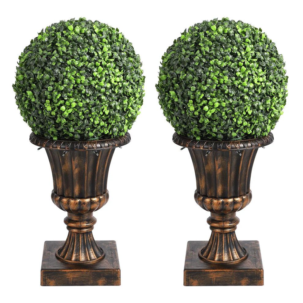 2 PCS 12” Artificial Plant Topiary Ball with Po
