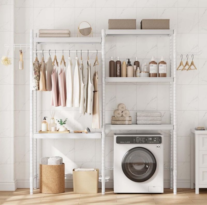 Over washer storage shelves - white