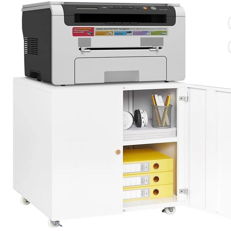 Metal Printer Stand with File Storage Cabinet