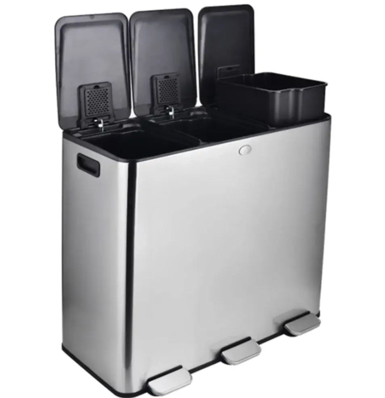 Triple Trash Can with Lid - 60L
