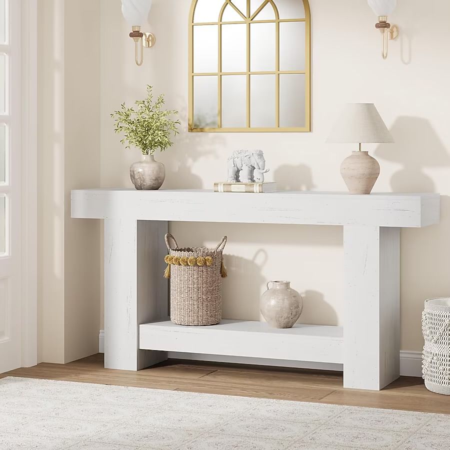 White 63" Console Table for Entryway, Entry Accent Table