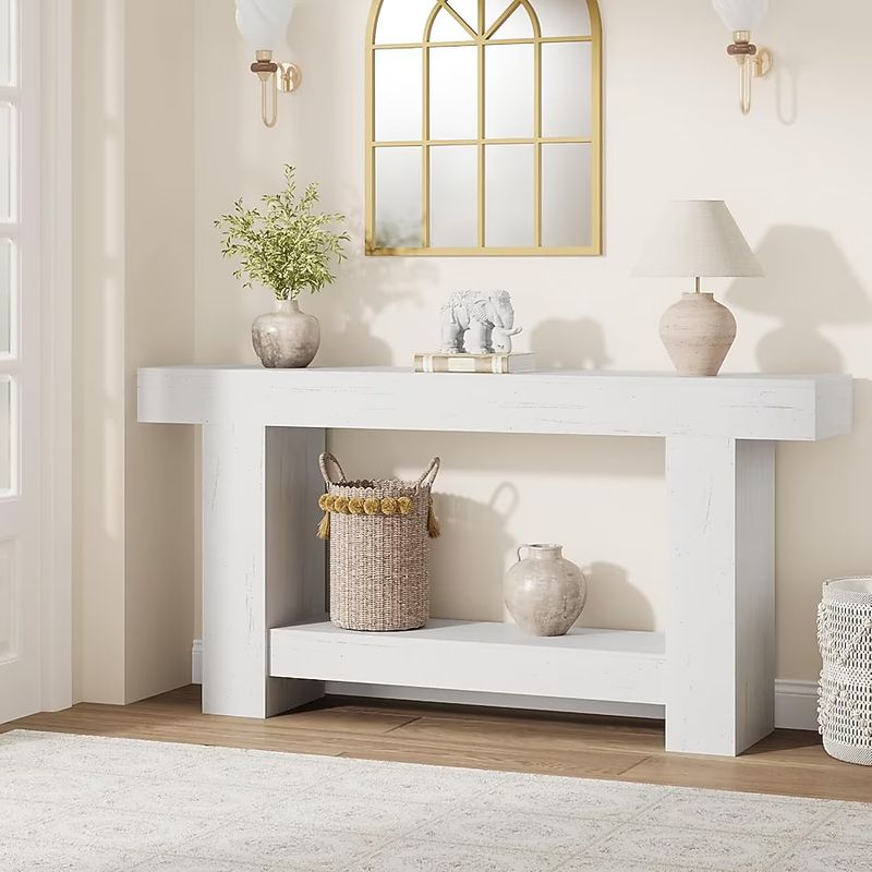 White 63" Console Table for Entryway, Entry Accent Table
