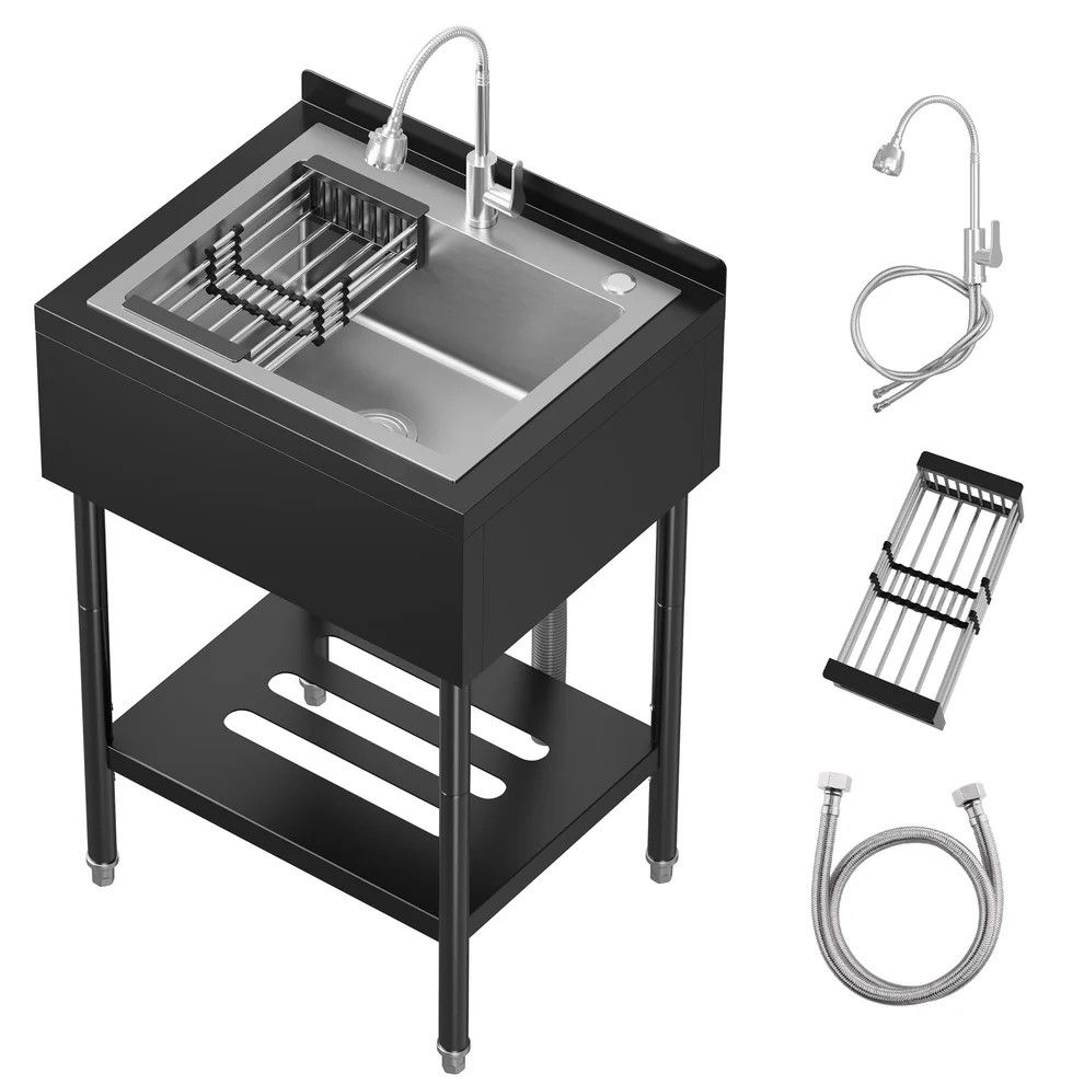 Commercial stainless steel sink - black - DAMAGED