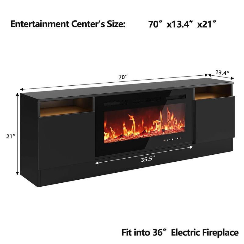 Entertainment Center with Storage Cabinet Up to 75&quot;TV