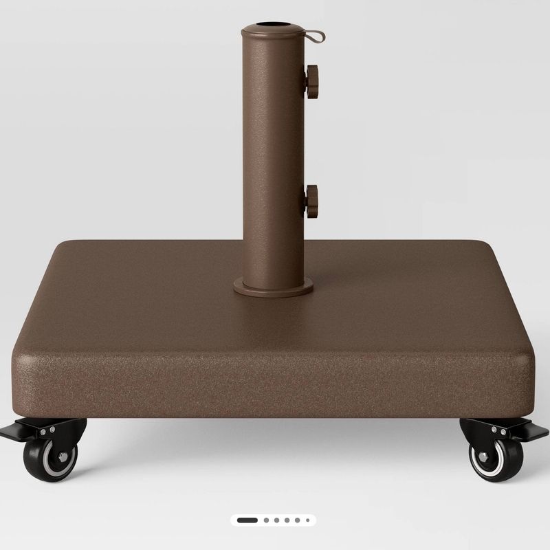 55lbs Square Outdoor Patio Umbrella Bases with Wheels Brown