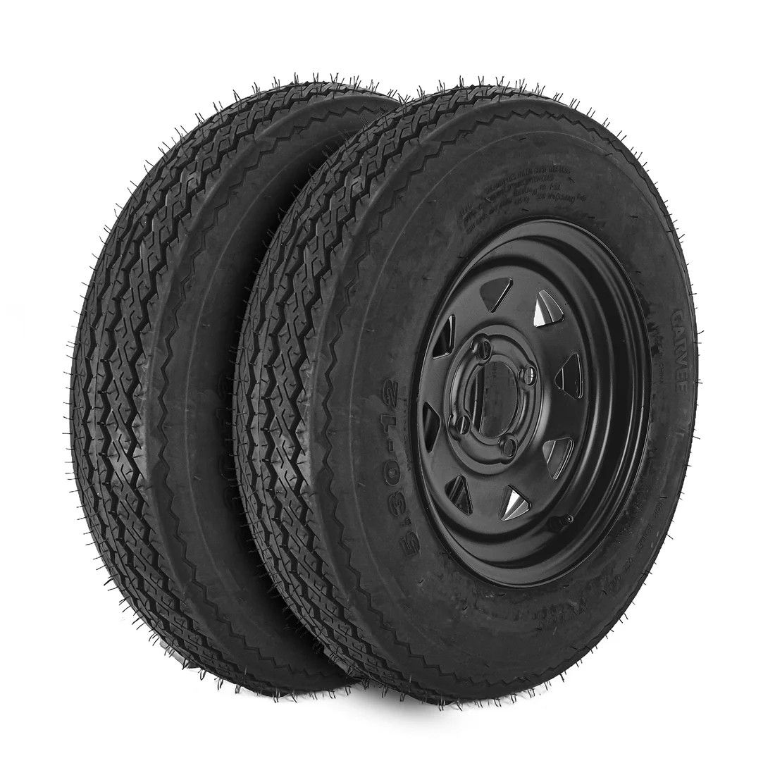 4.80-12 trailer tires on rims – 4 lug - set of 2