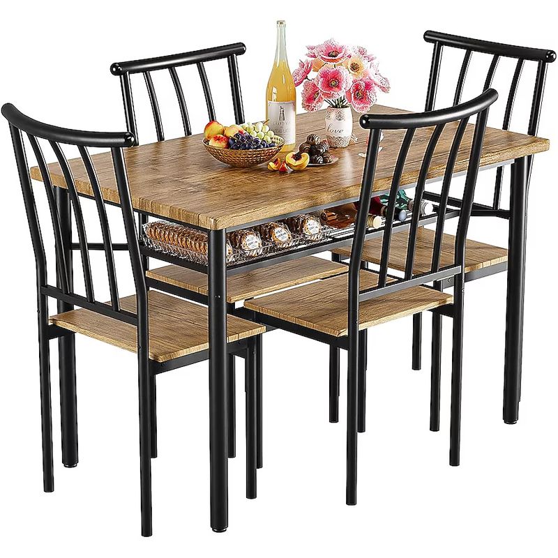 47&quot; Dining Table Set for 4 With Wine Rack