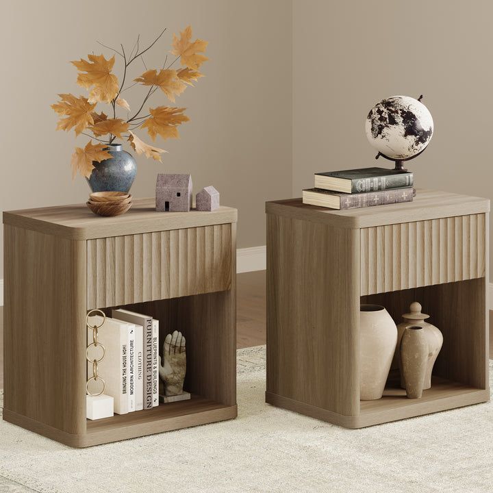 Fluted nightstands – set of two