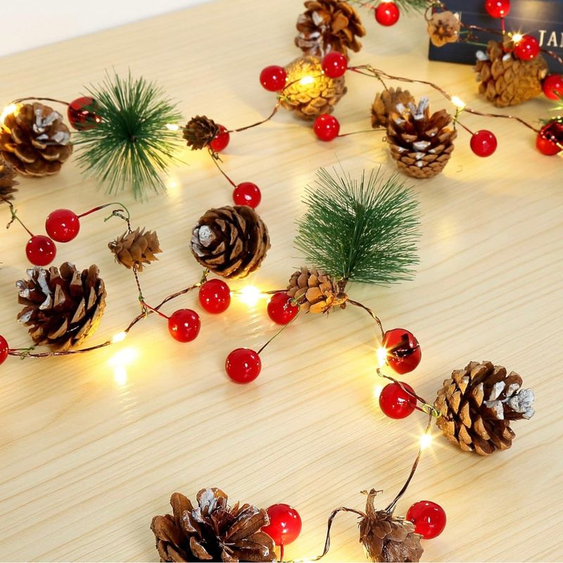 Christmas Garland Pinecone LED 6’