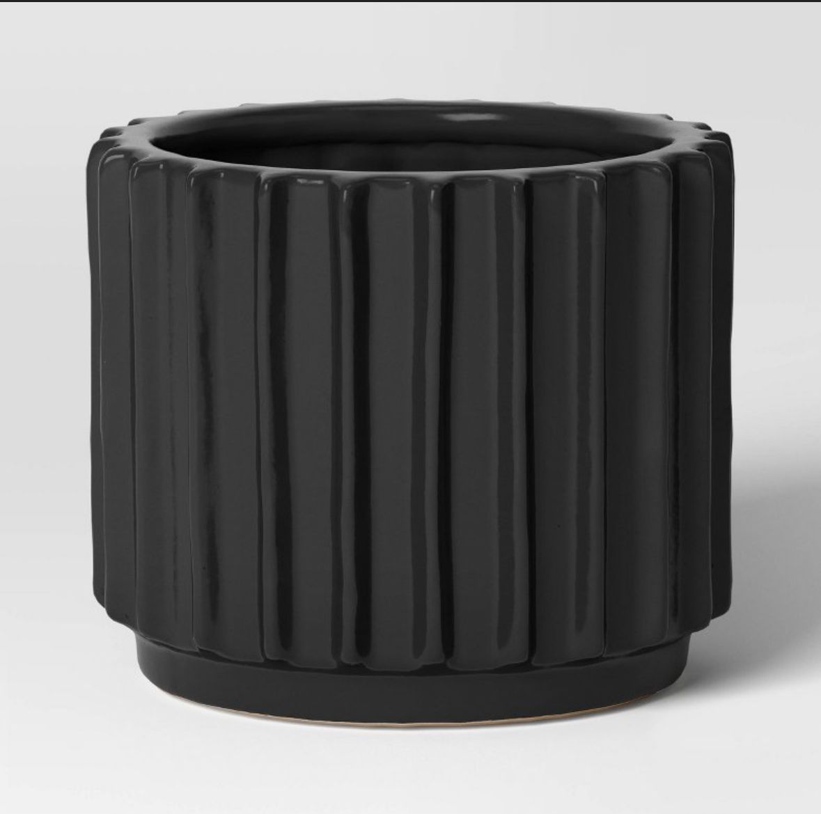 Geared Ceramic Indoor Outdoor Planter Pot Charcoal 9.9&quot;x11.97&quot; - Threshold