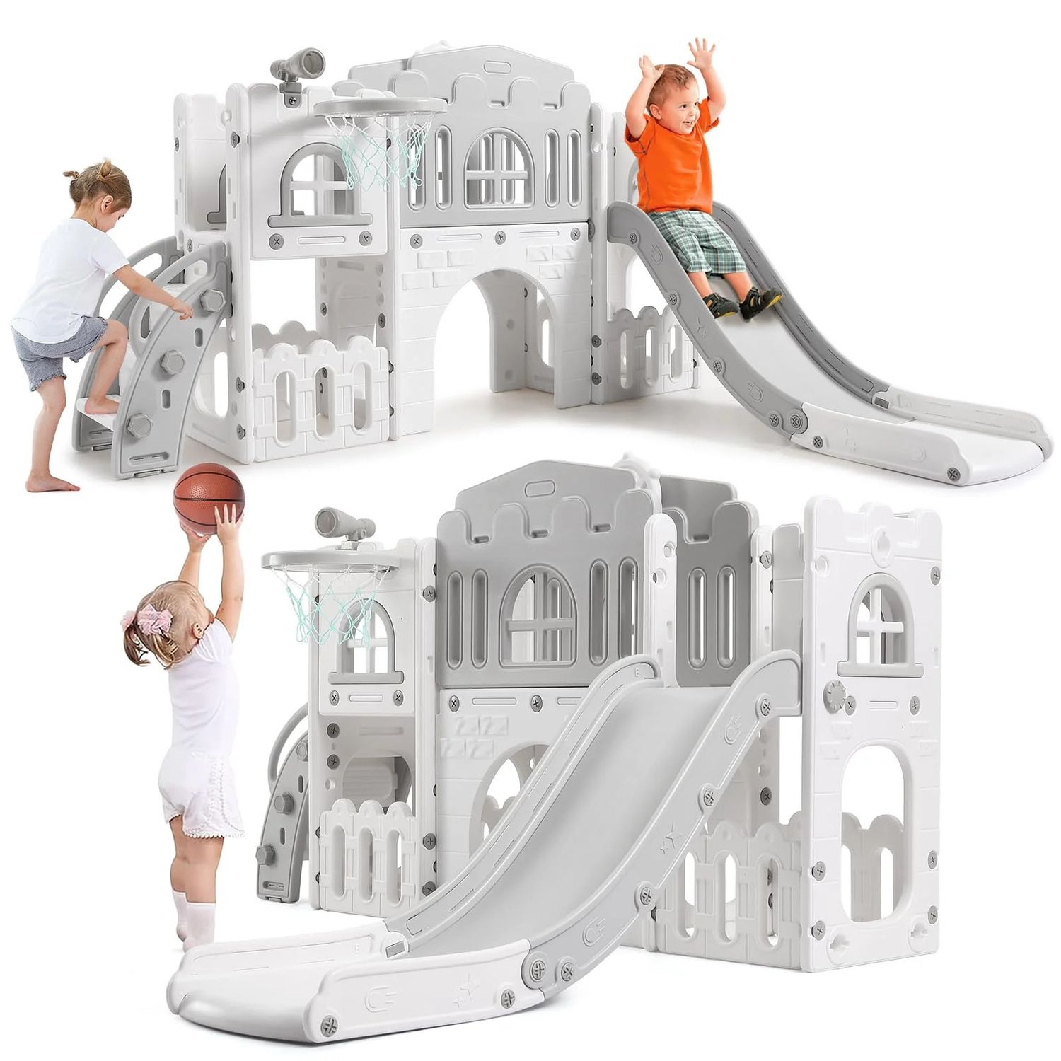 8-in-1 Toddler Slide Playground Set gray