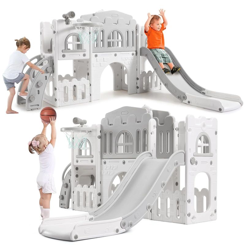 8-in-1 Toddler Slide Playground Set gray