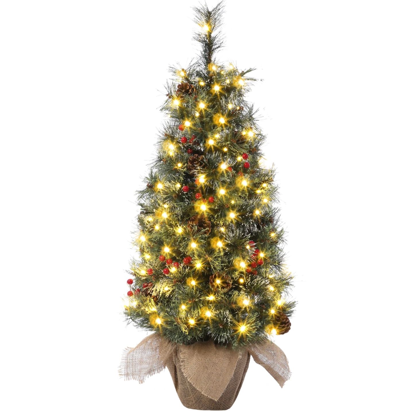 3’  Pre-Lit Christmas Tree w/ Burlap Base Battery Operated