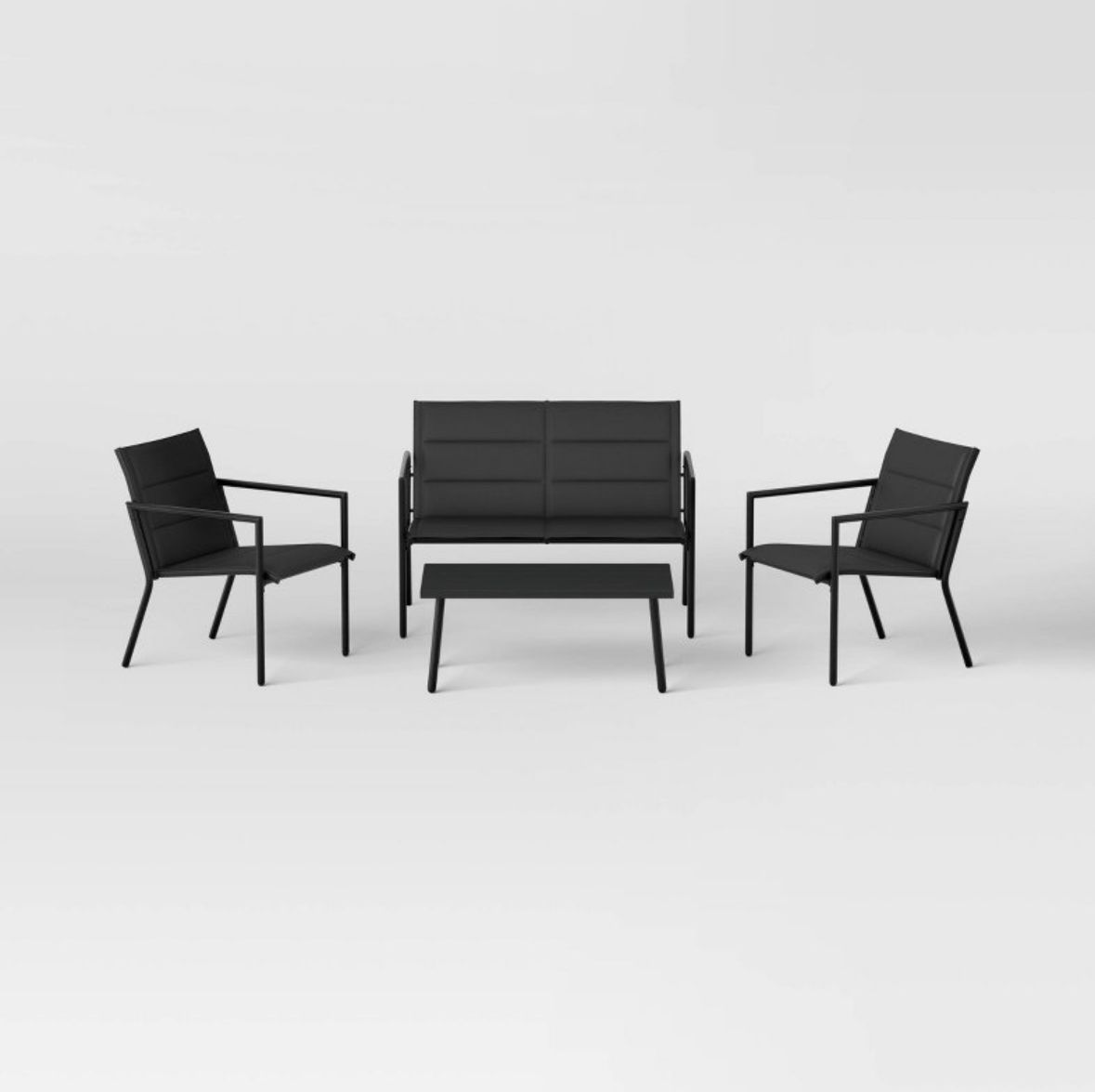 4pc Padded Sling Patio Conversation Set Black - Room Essentials (Please be advised that sets may be missing pieces or otherwise incomplete.)
