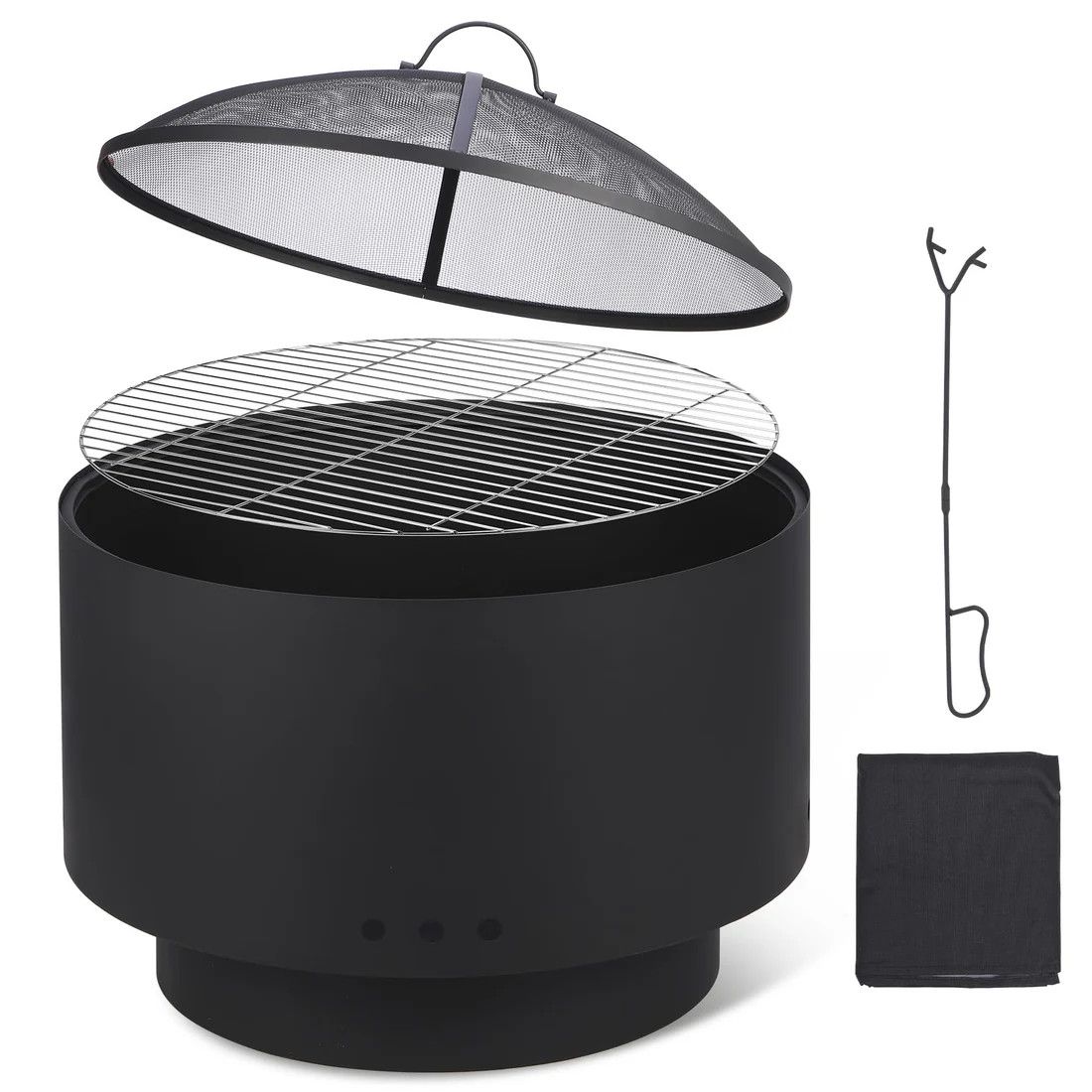 Round wood burning fire pit