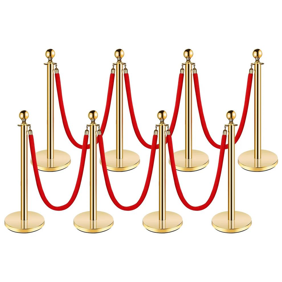 Stanchion Post with Velvet Rope, 8 pack