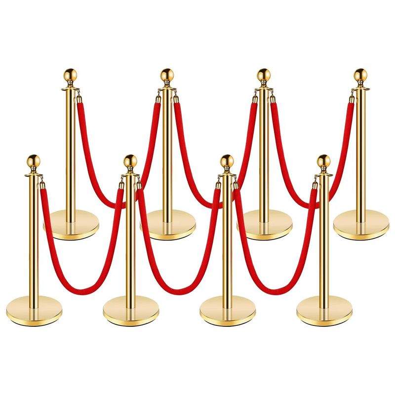 Stanchion Post with Velvet Rope, 8 pack