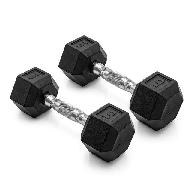 Rubber Hex Dumbbell Hand Weight, 10 Pounds, set of 2