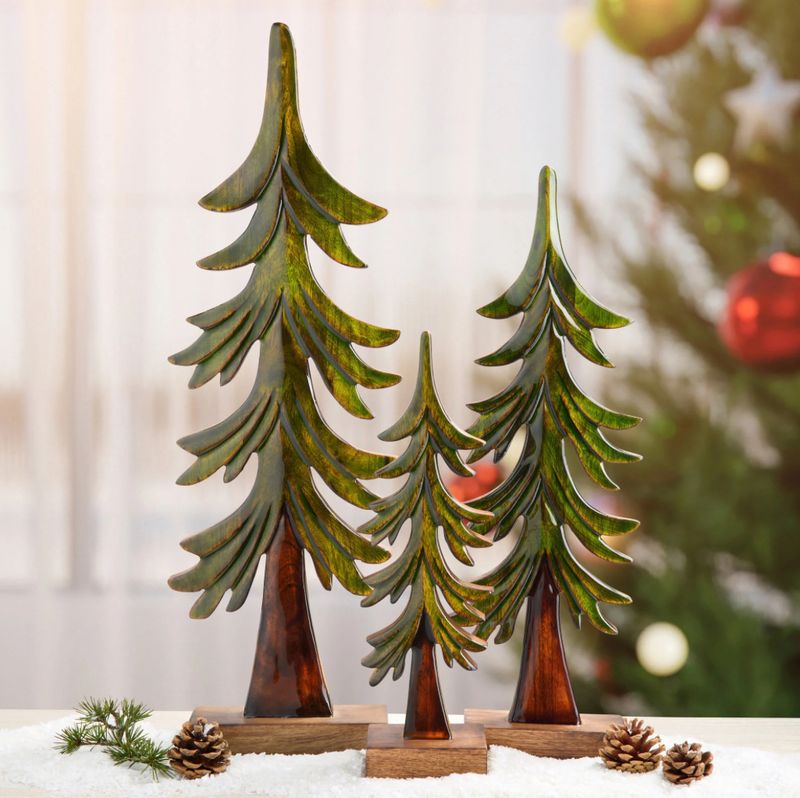 1851638  - SET OF 3 WOODEN ENAMEL TREES