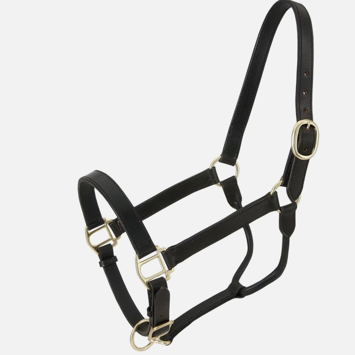 Tough 1 Royal King Leather Stable Halter, Black